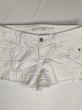 Women's White Distressed Denim Shorts